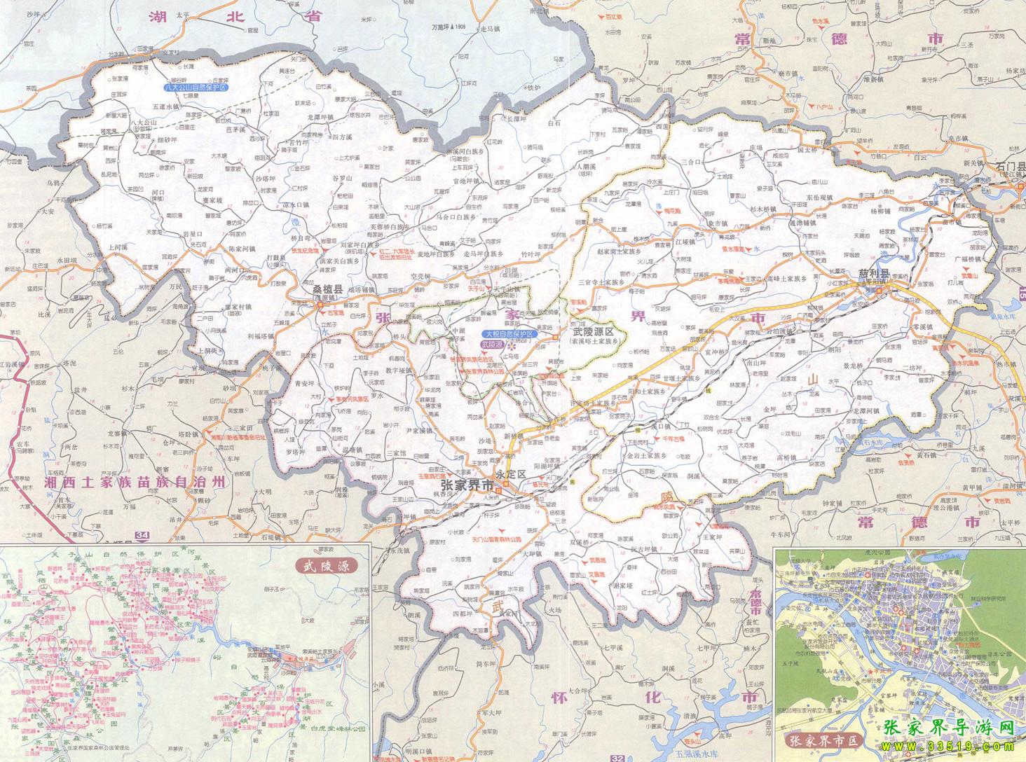 張家界周邊區(qū)交通圖